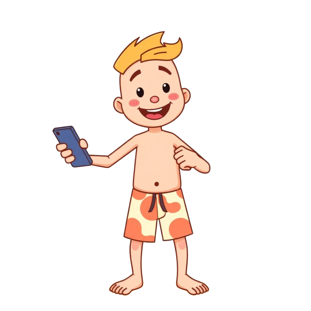 A friendly surfer tapping a report on a phone